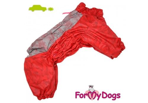 Комбинезон красный/серебро мопс для девочек теплый для собак породы мопс, французский бульдог