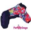 Комбинезон фиолетовый/мультиколор мопс для девочек теплый для собак породы мопс, французский бульдог
