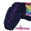 Комбинезон фиолетовый/мультиколор мопс для девочек теплый для собак породы мопс, французский бульдог