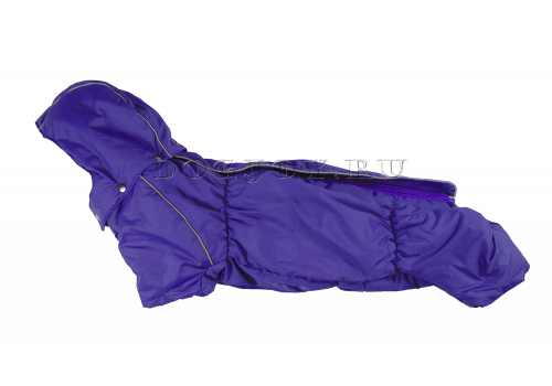 Комбинезон Фиолетовое счастье зимний на синтепоне и флисе с капюшоном для собак породы такса и вельш корги