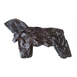 Дождевик Шоколадка осенний коричневый с капюшоном для собак